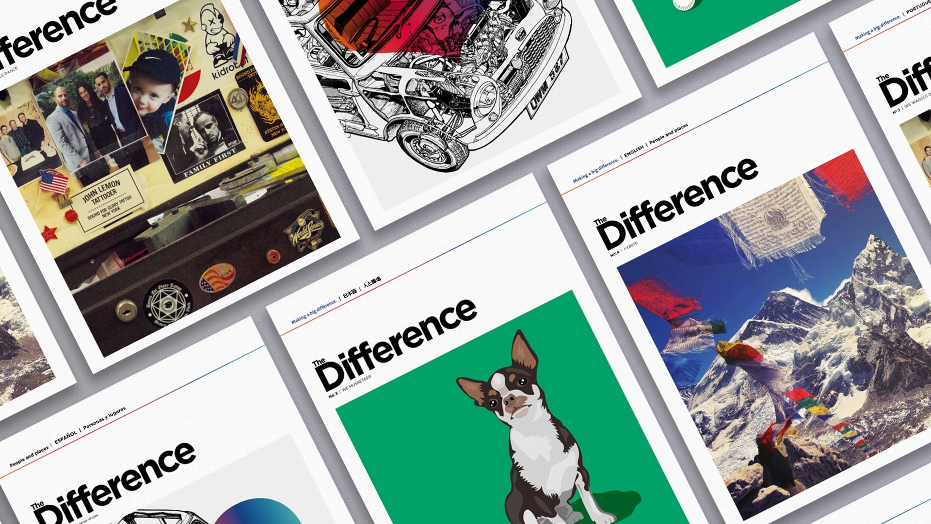 The Difference Magazine for Saint Gobain, showing the different cover design for each issue
